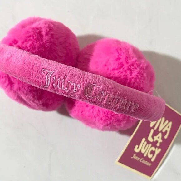 NWT JUICY COUTURE Hot Pink Earmuffs Winter Warmers - Picture 6 of 10